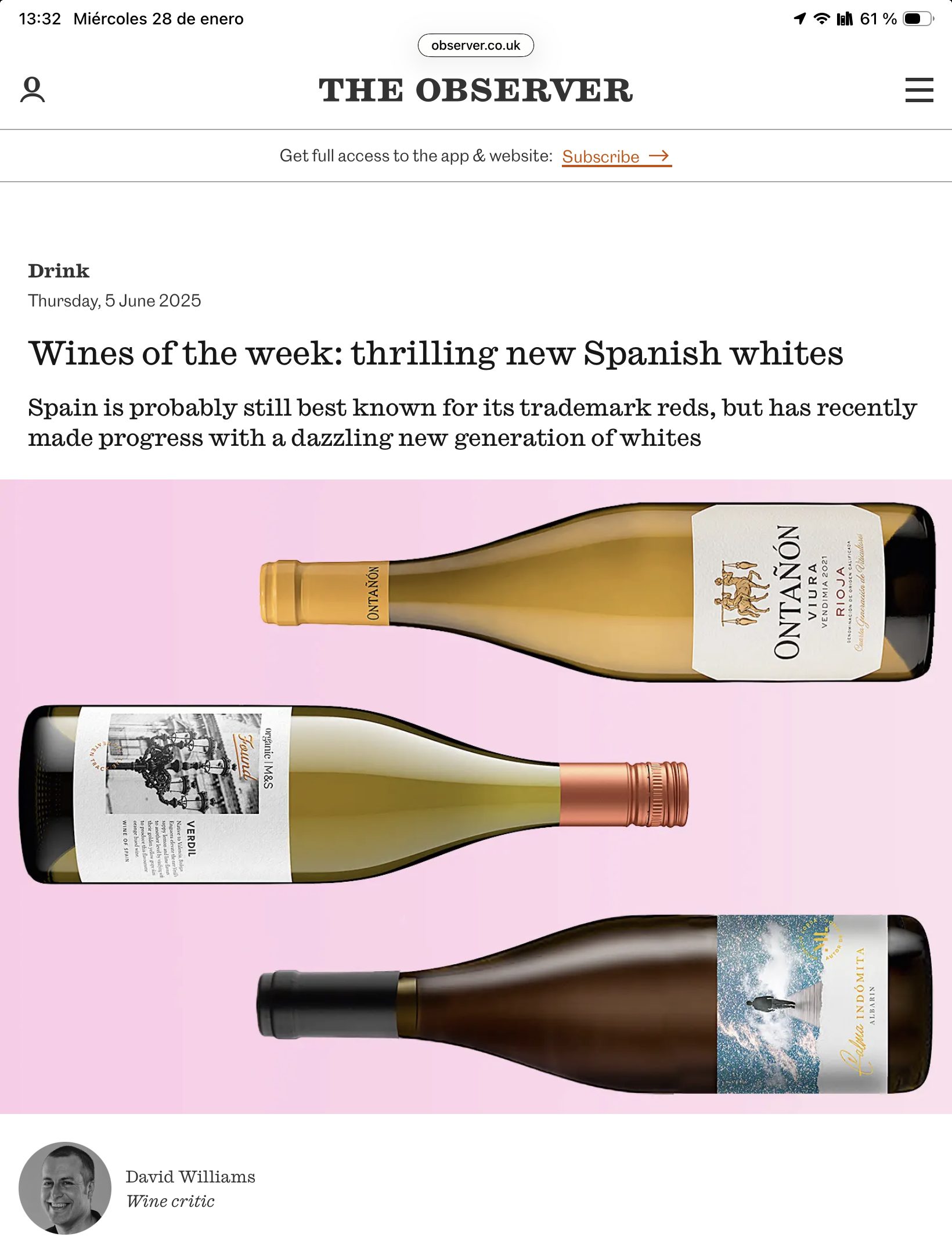 Ontañón Viura, Vino De La Semana